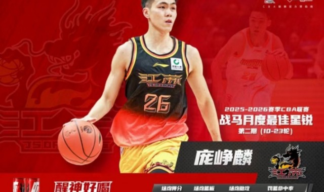 球速体育-CBA官宣：庞峥麟蝉联月最佳星锐奖 还入选全明星首发+男篮集训队